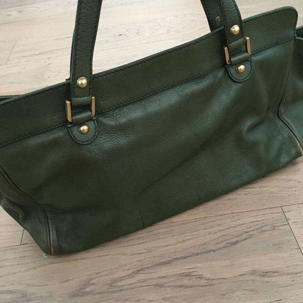 Gucci Green Studded Blondie Satchel Green GG Logo - Picture 9 of 10